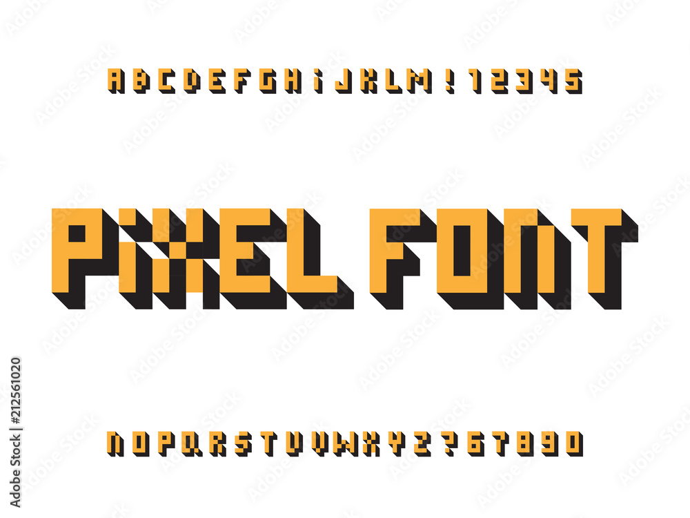 Pixel font. Vector alphabet 