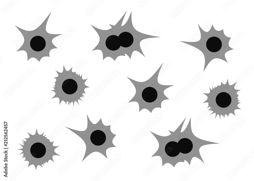 Bullet holes. Bullet abstract art. Black bullet vector broken Bullet holes. Bullet abstract art. Black bullet vector broken