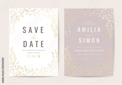 Vintage Luxury Wedding invitation card vector design collection 