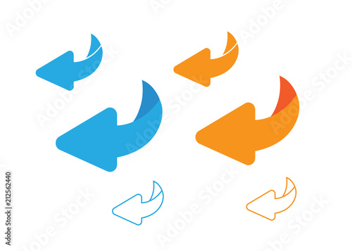 Page turn or back arrow flat vector set