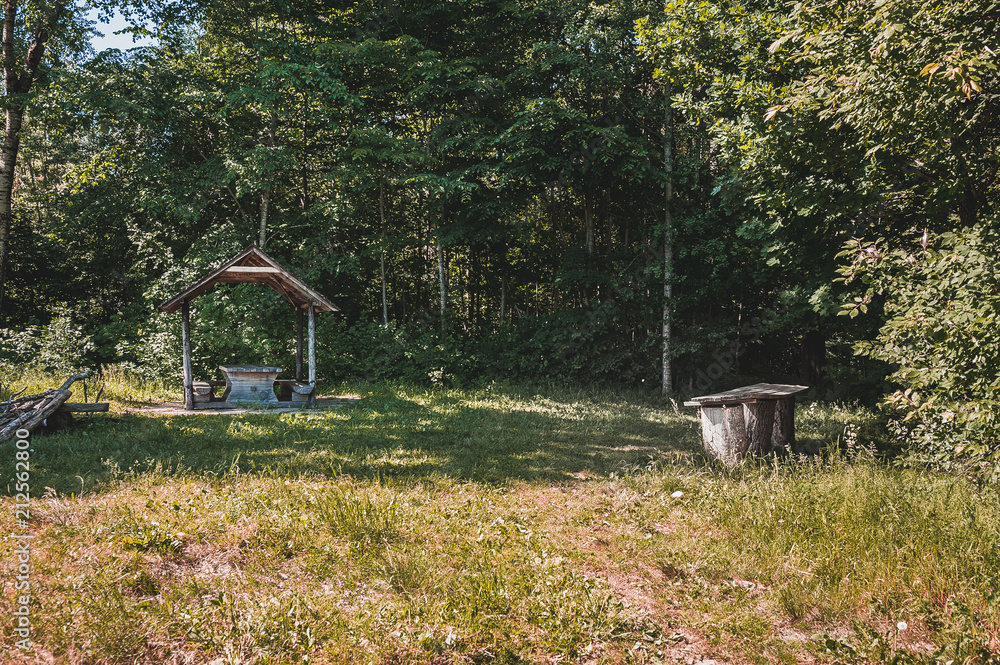 Picnic place on the lawn. The Gauja National Park, Latvia. Picnic place on the lawn. The Gauja National Park, Latvia.