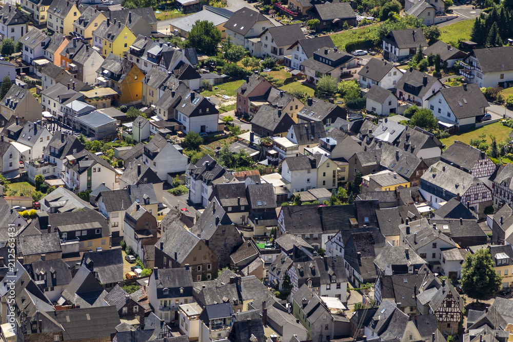 aerial of village Bremm at the Moselle river aerial of village Bremm at the Moselle river