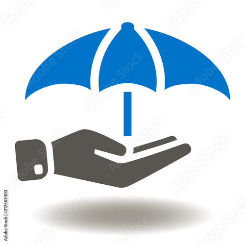 Hand hold umbrella icon vector. Law justice protection illustration. Insurance Logo. Safety Symbol.