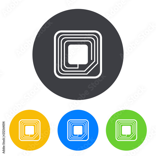 Icono plano etiqueta RFID en circulo varios colores