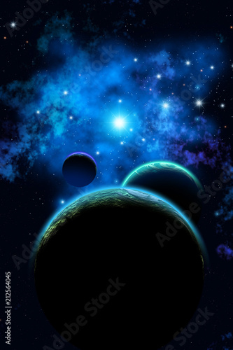 alien planetary system, 3d illustration