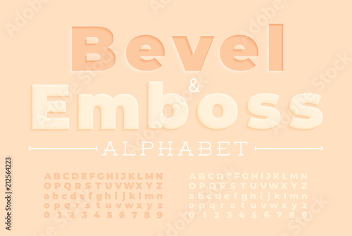 Embossed font and alphabet.