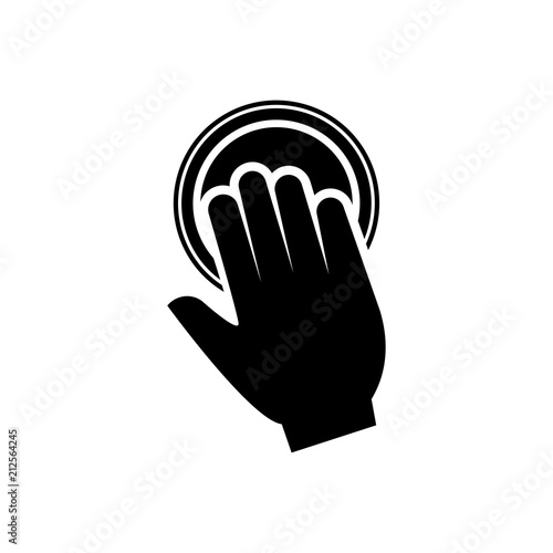 Logotipo mano en boton en color negro