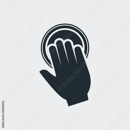 Logotipo mano en boton en fondo gris