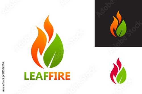 Leaf Fire Logo Template Design Vector, Emblem, Design Concept, Creative Symbol, Icon