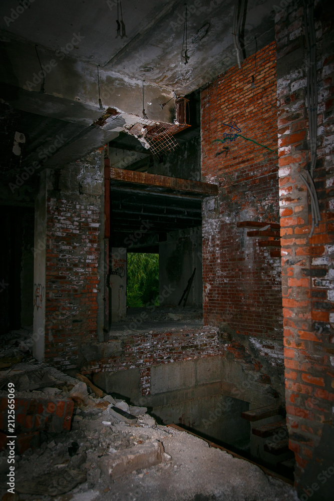 texture, brickwork on an abandoned building, fallen walls and steps texture, brickwork on an abandoned building, fallen walls and steps