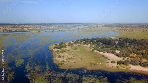 Okavango delta river on Namibia and Angola border