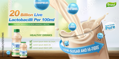 Bottled probiotic or yogurt drink