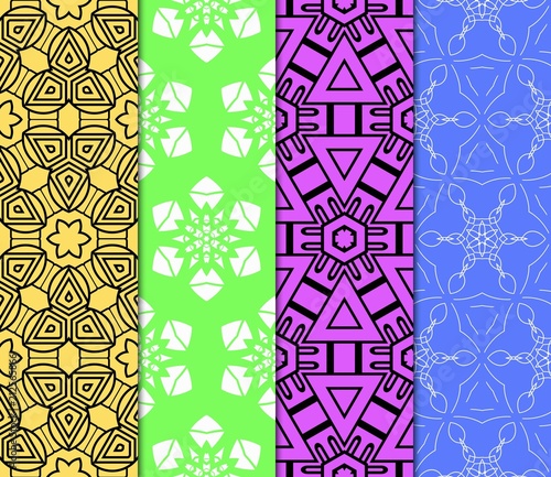 Set of Seamless pattern set. Fashion geometric ornament. Vodern texture. Vector