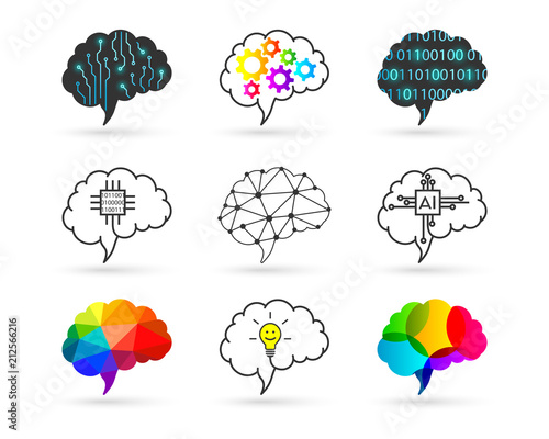 Brain concept. Set made of various design and style.