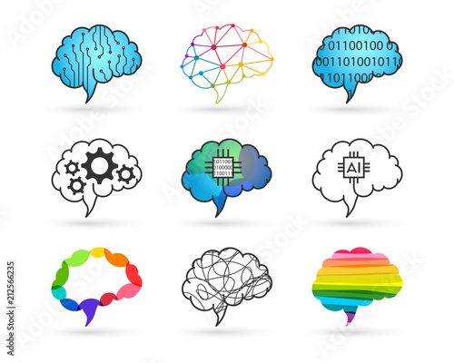 Brain concept. Set made of various design and style.