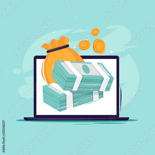 Online banking, online payment for shopping, payment online. Flat design vector illustration.