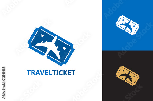 Travel Ticket Logo Template Design Vector, Emblem, Design Concept, Creative Symbol, Icon