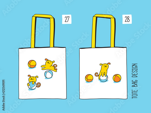  Little yellow dog. Tote canvas bag design. 