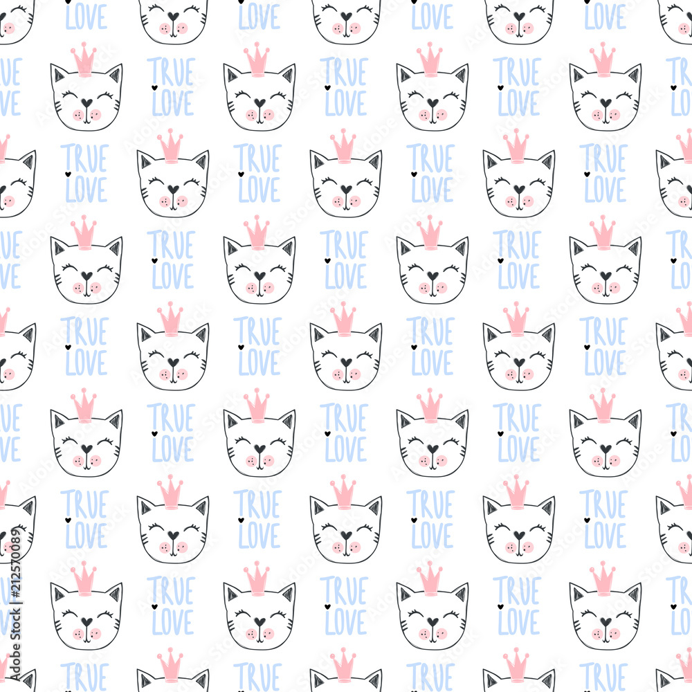 Fashion cat seamless pattern. Fashion cat seamless pattern.