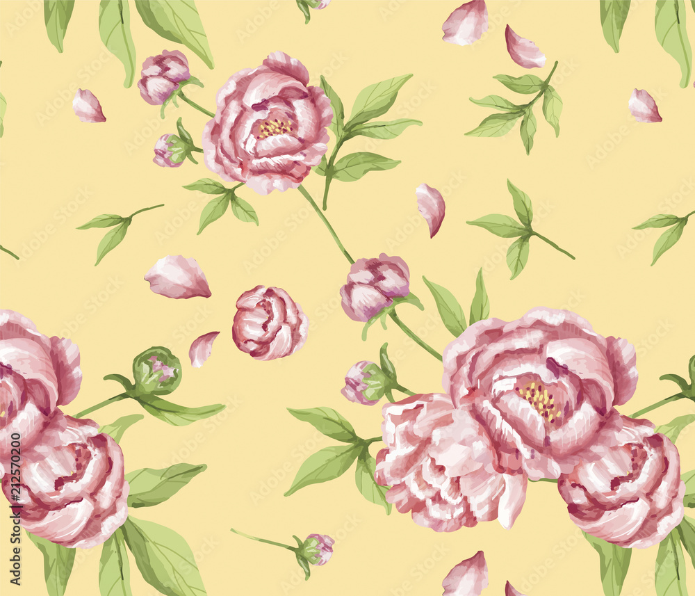 Hand drawn pink peony pattern Hand drawn pink peony pattern