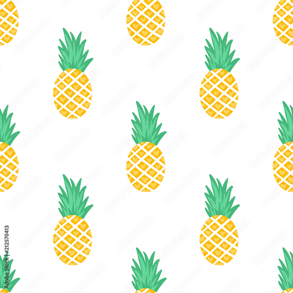 Vector seamless pattern with pineapples. Vector seamless pattern with pineapples.