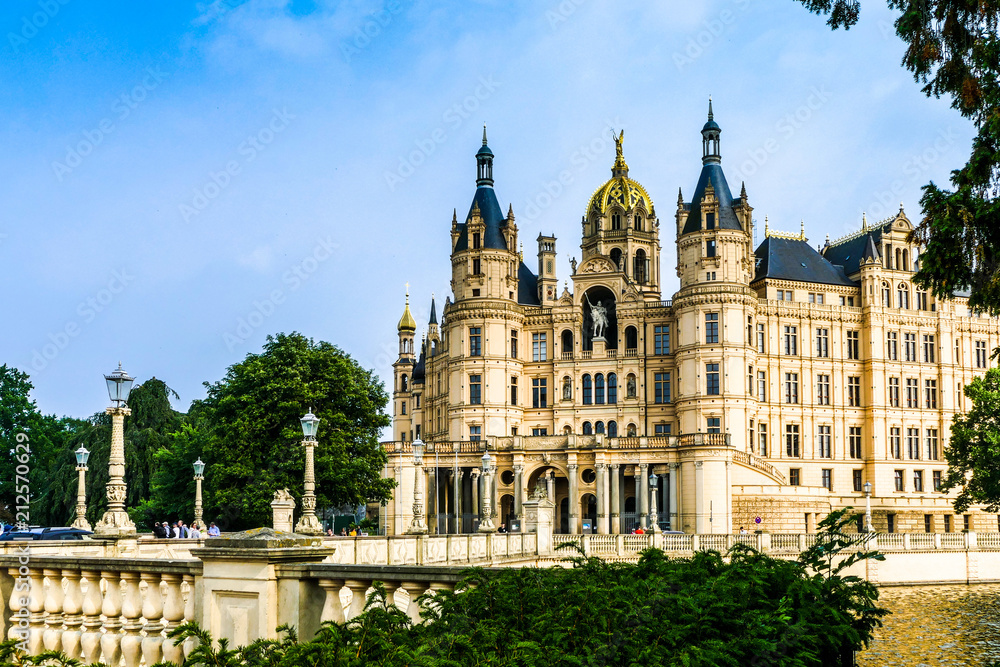 Schwerin with the beautiful barok castle in which resided the parliament of Mecklenburg