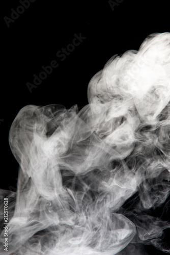 White smoke isolated on black background.