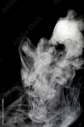 White smoke isolated on black background.