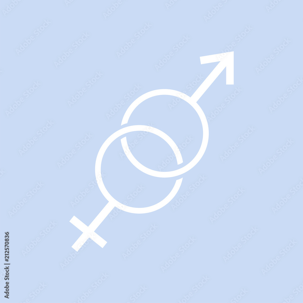 Female and male symbols overlapping graphic illustration Female and male symbols overlapping graphic illustration