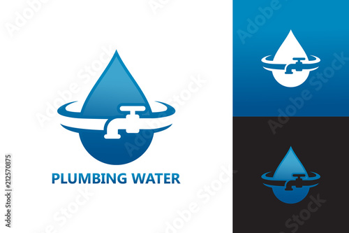 Plumbing Water Logo Template Design Vector, Emblem, Design Concept, Creative Symbol, Icon