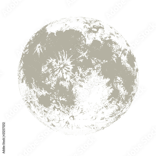 Silhouette of full moon hand drawn on white background