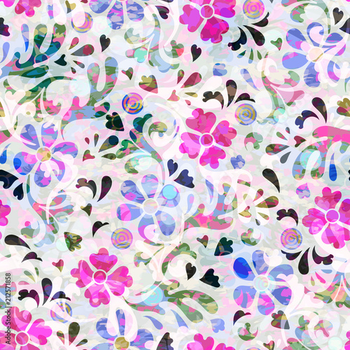 Floral  seamless  pattern with flowers on light background. Vector illustrati...