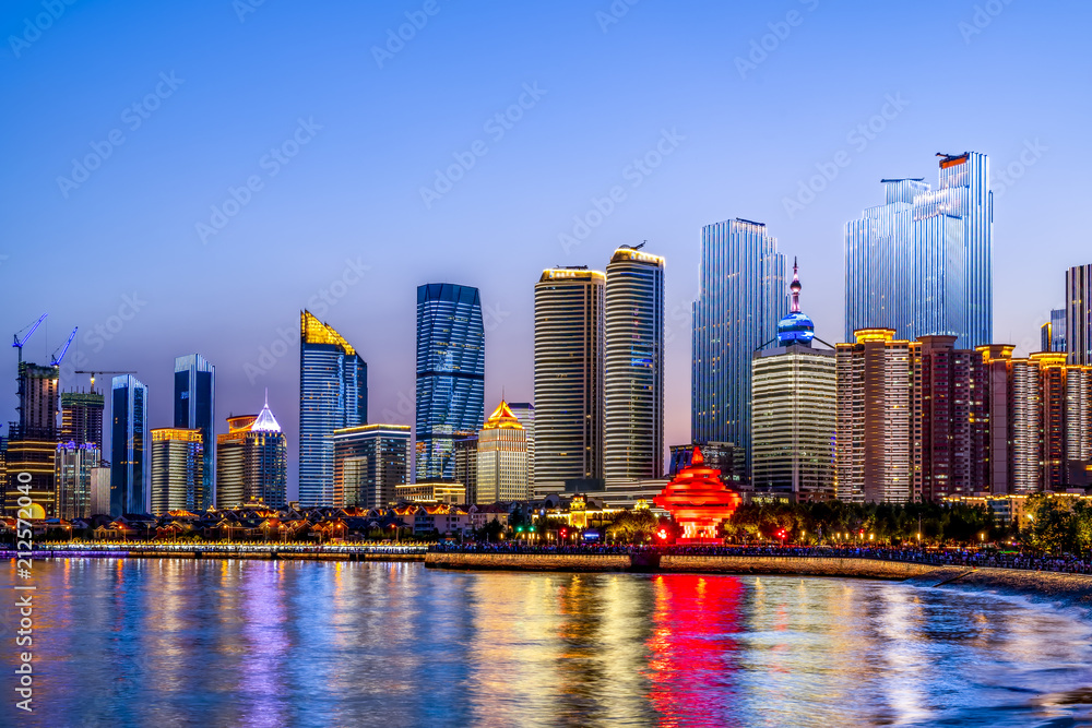 Fototapeta The beautiful city architectural landscape of Qingdao