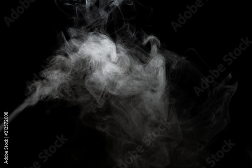 White smoke isolated on black background.