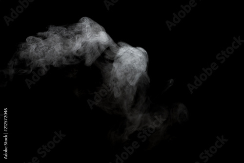 White smoke isolated on black background.