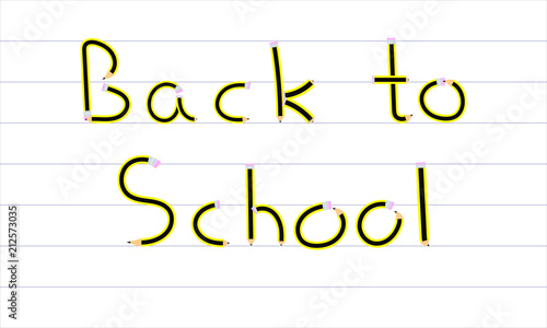 Signboard announcing the back to school written with a brush in the form of a pencil.