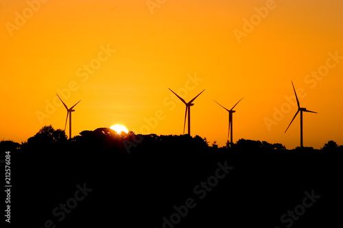 Wind Farm and setting sun