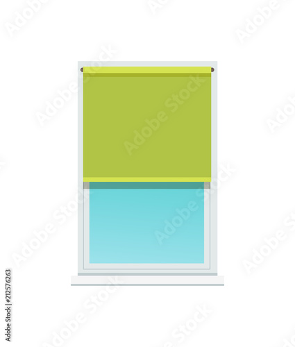 Plastic Window and Stylish Textile Green Jalousie