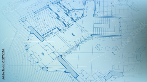 Architecture design: blueprint plan - vector illustration of a plan modern residential building / technology, industry, business concept illustration: real estate, building, construction, architecture
