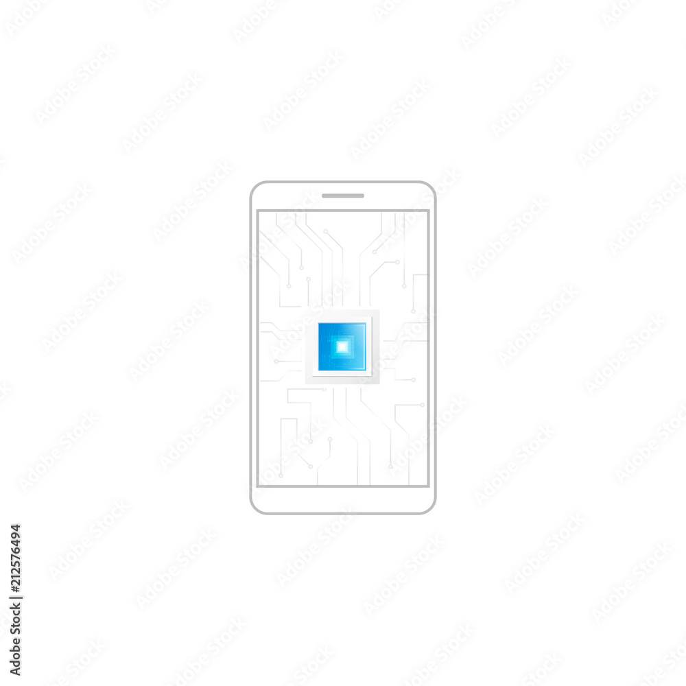 A smartphone with a processor. A smartphone with a processor.