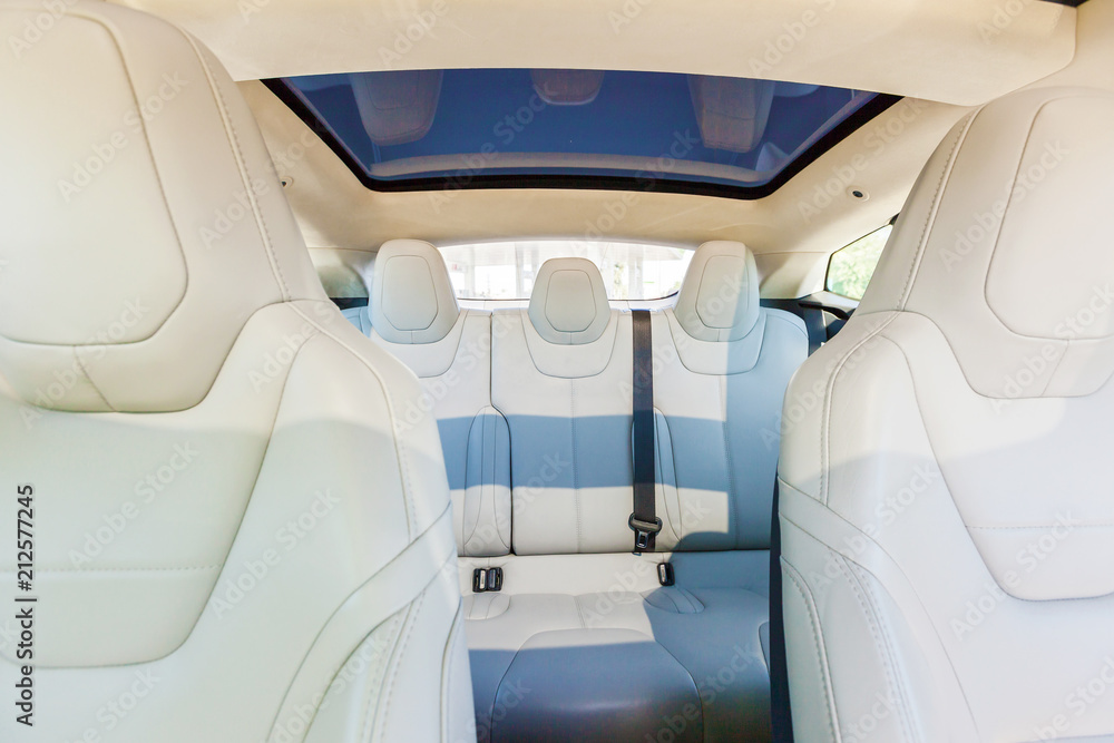white leather car interior