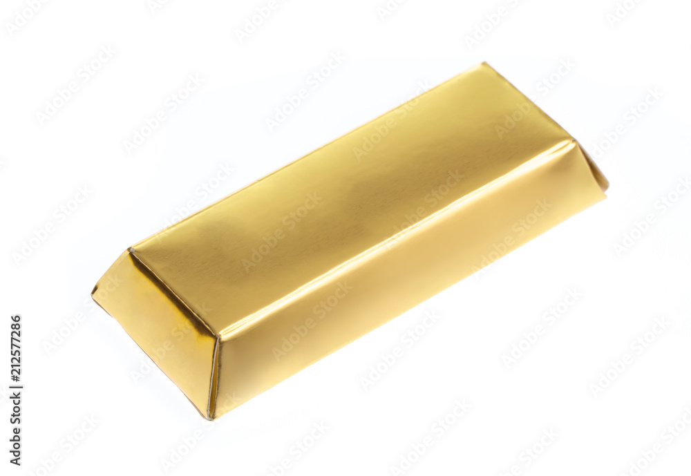 Bars of chocolate in gold foil, isolated on a white background Stock Photo  - Alamy