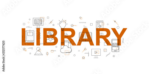Vector Library and Online Library pattern. Library and Online Library seamless background	