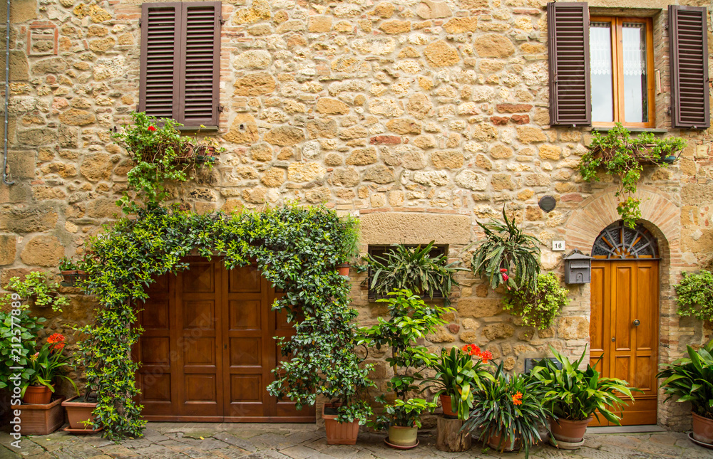 Beautiful street in a small old village Pienza, Tuscany. Beautiful street in a small old village Pienza, Tuscany.