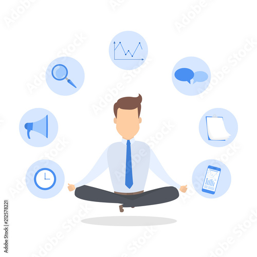 Businessman in a lotus pose