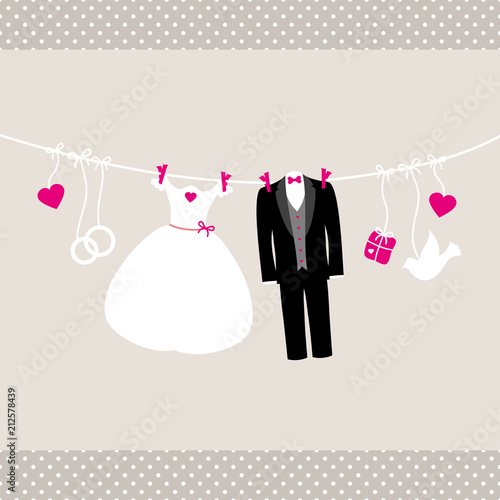 Wedding Symbols Hanging Retro Beige/Pink Dots