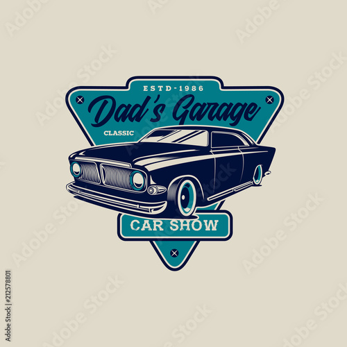 Classic Car Garage Illustration