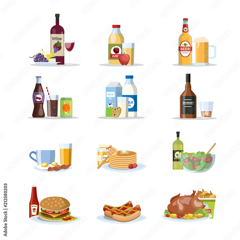 Food and drinks set Food and drinks set