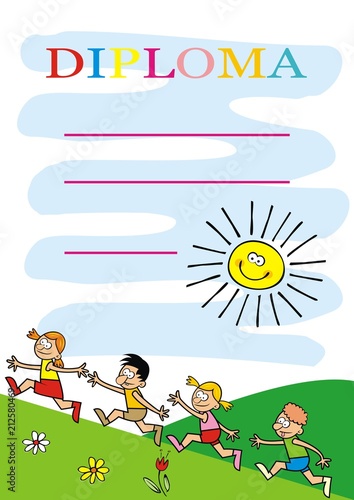 Running kids, diploma, concept, eps