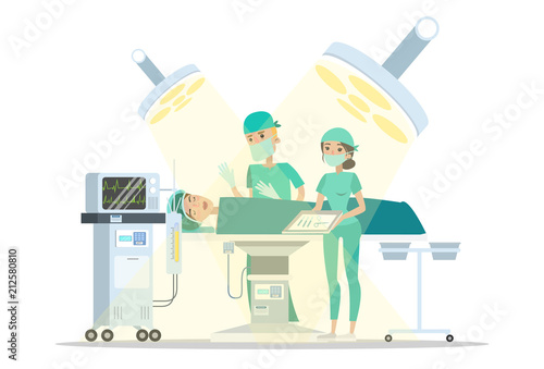 Surgeon making operation in the surgery room